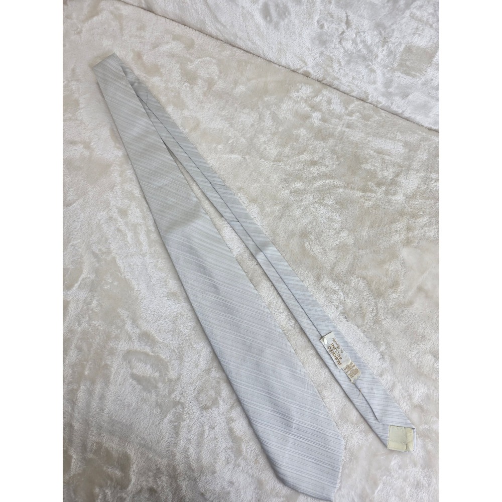 Alberto Fellini for Repello Mens Silver Grey Diagonal Ribbed Tie Switzerland